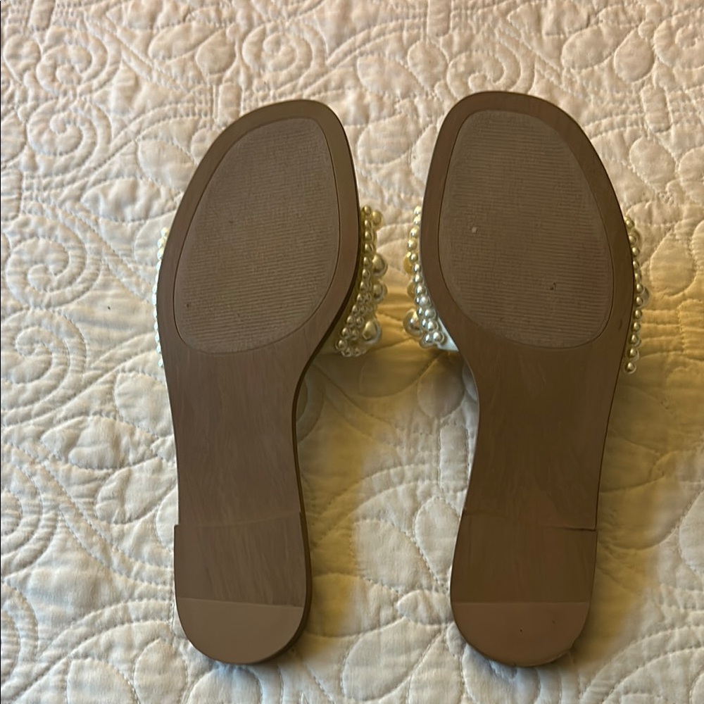 Steve Madden Cream Pearl Embellished Sandals - Picture 4 of 4